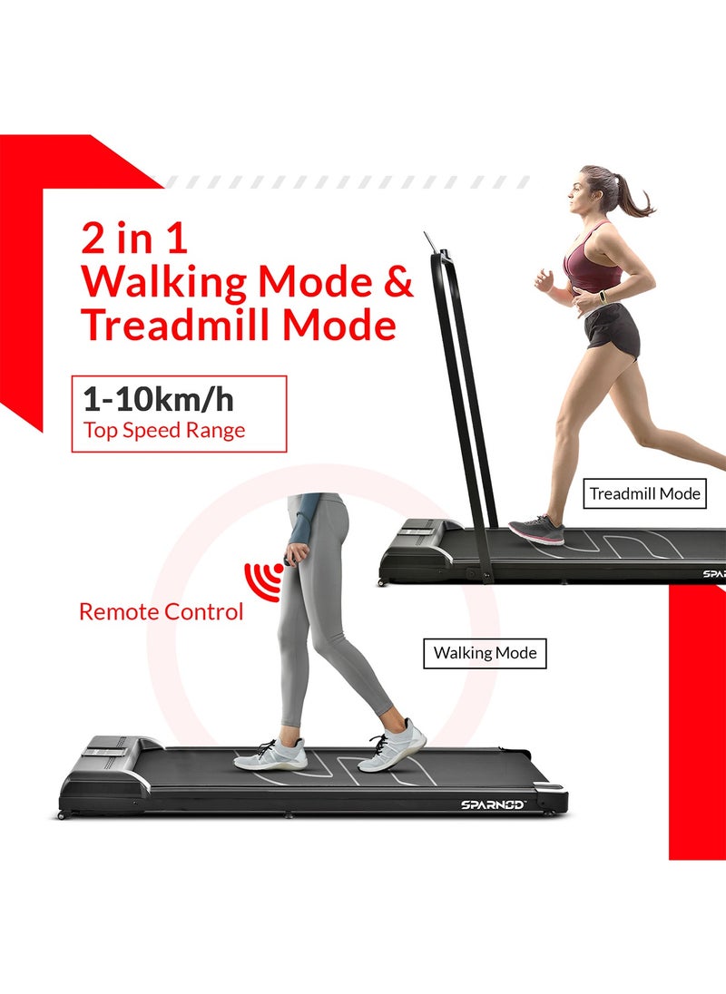 Sparnod Fitness - Fitness Sth-3005 Walking Pad Foldable Treadmill For Home - No Installation Required, Space Saving Storage Under Bed/Sofa - Remote Control, Bluetooth Speakers, Led Display, Mobile/Tab Holder - Image 1