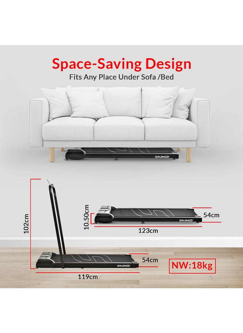 Sparnod Fitness - Fitness Sth-3005 Walking Pad Foldable Treadmill For Home - No Installation Required, Space Saving Storage Under Bed/Sofa - Remote Control, Bluetooth Speakers, Led Display, Mobile/Tab Holder - Image 1