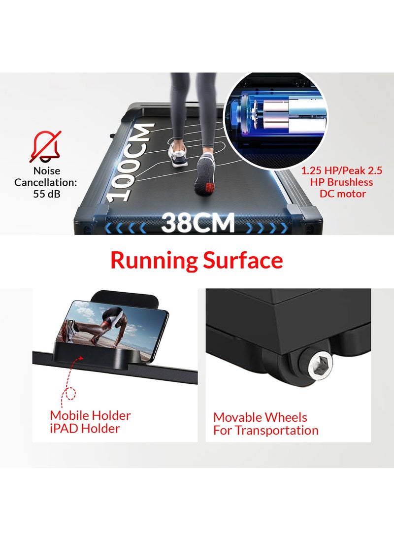 Sparnod Fitness - Fitness Sth-3005 Walking Pad Foldable Treadmill For Home - No Installation Required, Space Saving Storage Under Bed/Sofa - Remote Control, Bluetooth Speakers, Led Display, Mobile/Tab Holder - Image 1