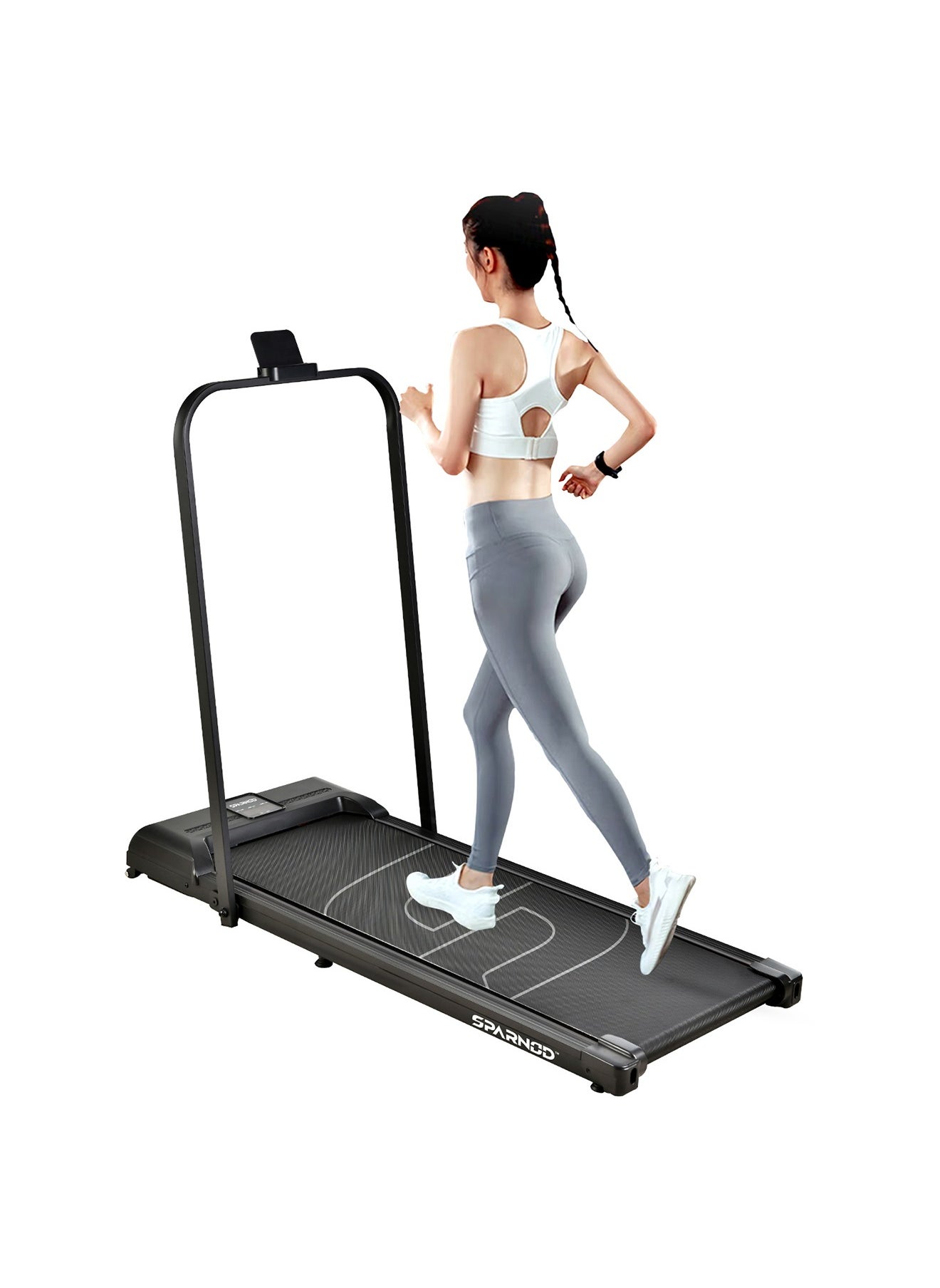 Sparnod Fitness Sparnod Fitness STH-3005 Walking Pad Foldable Treadmill for Home - No Installation Required, Space Saving Storage Under Bed/Sofa - Remote Control, Bluetooth Speakers, LED Display, Mobile/Tab Holder 