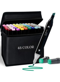 Touch Art Markers Set, 48 Colours, Dual-Tip Brush and Chisel Design with Carrying Case, Art Markers Sketch Pens For Painting Sketching,Drawing,Twin Head Permanent Marker Pens For Kids Adult