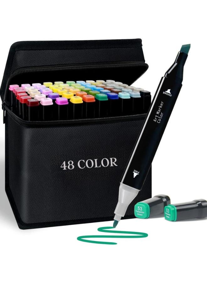 Touch - Touch Art Markers Set, 48 Colours, Dual-Tip Brush and Chisel Design with Carrying Case, Art Markers Sketch Pens For Painting Sketching,Drawing,Twin Head Permanent Marker Pens For Kids Adult - Image 1