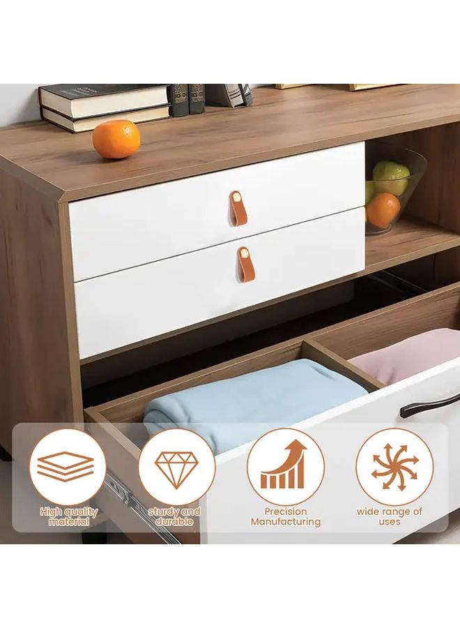 6pcs Light Coffee Faux Leather Cabinet Handles Thick Decorative Knobs For Wardrobe Drawers - Image 4