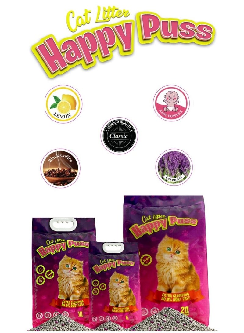 HAPPY PUSS EXTRA CLUMPING PERFUMED BENTONITE CAT LITTER 5L LAVENDER SCENT - Image 2