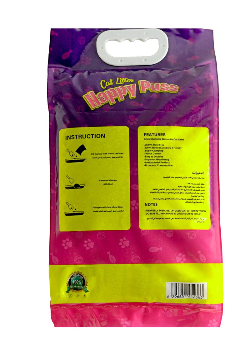 HAPPY PUSS EXTRA CLUMPING PERFUMED BENTONITE CAT LITTER 5L LAVENDER SCENT - Image 4