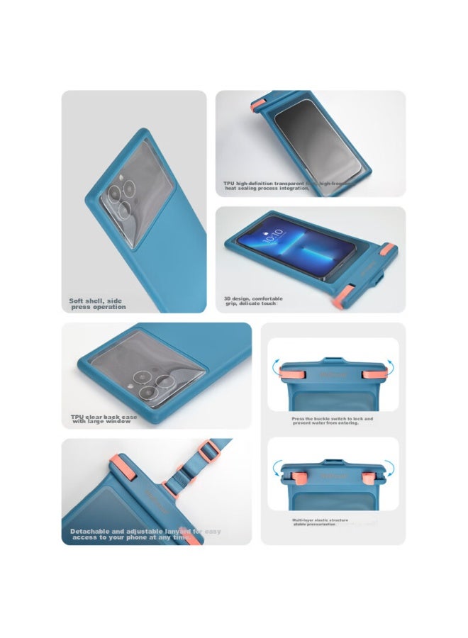 Wellhouse Waterproof Phone Pouch For Swimming, Rafting, Diving, Touchscreen Compatible, Extra Large 8-inch, Diamond Blue, Summer - Image 3