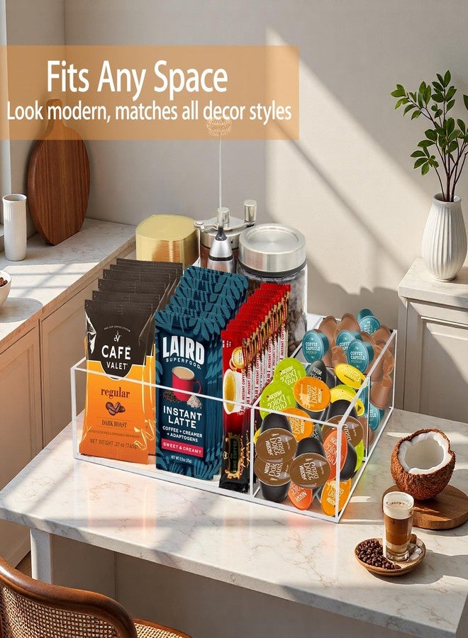 Watpot Coffee Station Organizer for Countertop, Coffee Bar Organizers Caddy for Sugar Packet, Tea Bags, Clear - Image 3