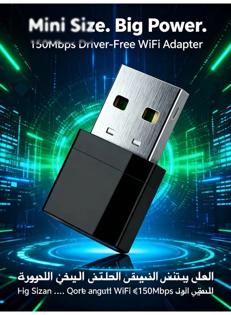 robotgcc Mini USB WiFi Adapter 150Mbps | 2.4G Wireless Network Receiver | Driver-Free Plug & Play WiFi Dongle | Ultra-Compact Laptop & Desktop Internet Adapter | Stable Signal, Wide Compatibility, Lightweight Connectivity - Image 3