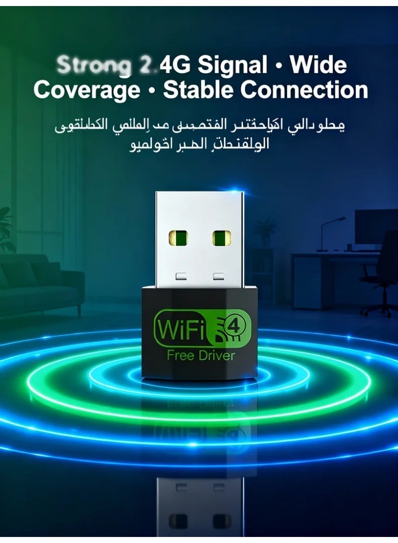 robotgcc Mini USB WiFi Adapter 150Mbps | 2.4G Wireless Network Receiver | Driver-Free Plug & Play WiFi Dongle | Ultra-Compact Laptop & Desktop Internet Adapter | Stable Signal, Wide Compatibility, Lightweight Connectivity - Image 2