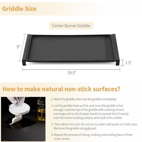 Allstare WB31X24738 Cast Iron Griddle Replacement Parts for GE Gas Stove Parts WB31X49806 Center Griddle Plate Adora 19.5" x 9" General Electric Gas Range Stove Top Griddle GE Cooktop Flat Top Pan - Image 3