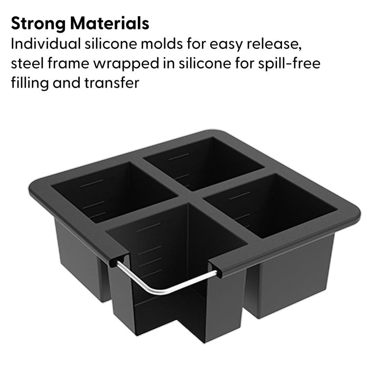 WP W&P Cup Cubes Silicone Freezer Tray with Lid, Blue, Makes 4 Perfect 1-Cup Portions, Freeze & Store Soup, Broth, Sauce, Leftovers, Dishwasher Safe, 4-Cup - Image 3