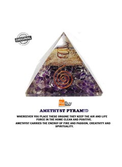 REBUY REBUY Orgonite Pyramid for Reiki Healing/Vastu Fengshui/Meditation/Yoga/Home & Office Decor Gift/Aura Cleansing 60-70 mm (Amethyst Orgonite Pyrami)  - Image 2