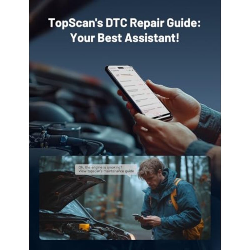 TopScan OBD2 Scanner Bluetooth, Wireless OBDII All System Diagnostic Tool, Active Test, Check Engine Car Code Reader, Vehicle Permance Test iPhone and Android, Repair Guides, Live Data, Black - Image 5
