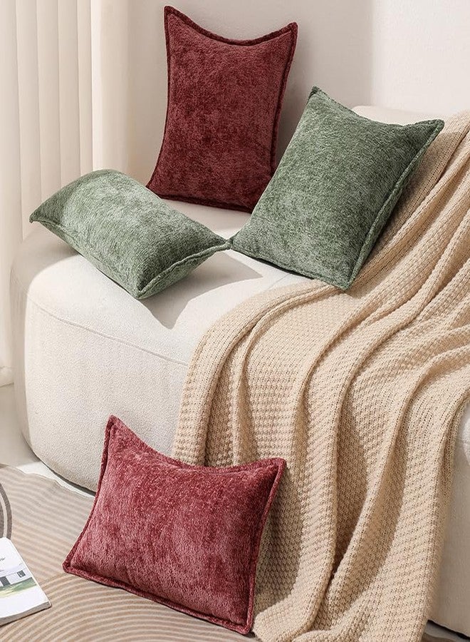 DEZENE Pack of 2 Forest Green Christmas Decorative Throw Pillow Covers 18x18 Cozy Soft Chenille Accent Vintage Square Couch Pillow Covers for Home Decor Bed Sofa Living Room - Image 4