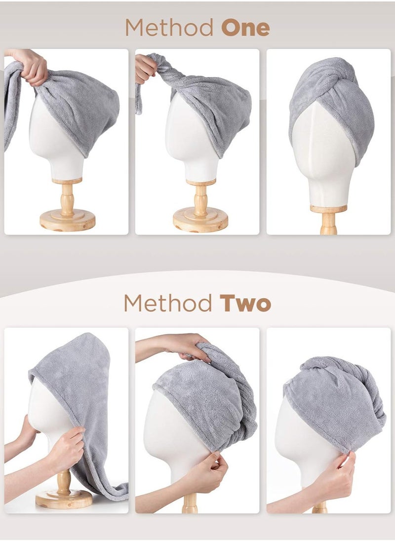 FASHION HOME - 3 Packs Microfiber Hair Towel Turbans Wrap Anti Frizz Quick Drying Absorbent and Lightweight - Image 1