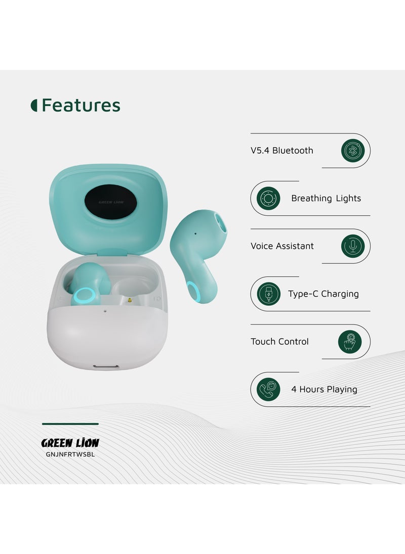 GREEN LION - Jenifer True Wireless Earbuds TWS / Voice Assistant / Touch Control / Breathing Lights / Low Latency Mode / Clear Call Quality / Comfortable / High-Quality Sound / Immersive Audio - Sky Blue - Image 1