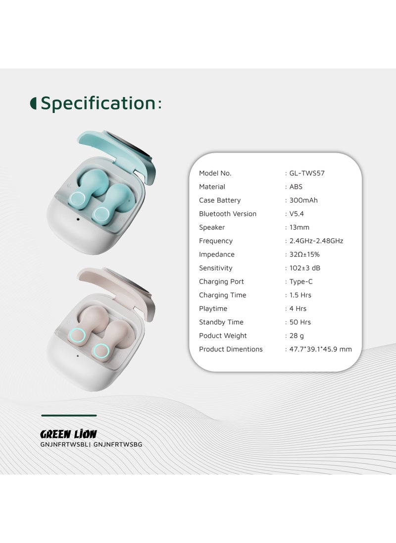 GREEN LION - Jenifer True Wireless Earbuds TWS / Voice Assistant / Touch Control / Breathing Lights / Low Latency Mode / Clear Call Quality / Comfortable / High-Quality Sound / Immersive Audio - Sky Blue - Image 1