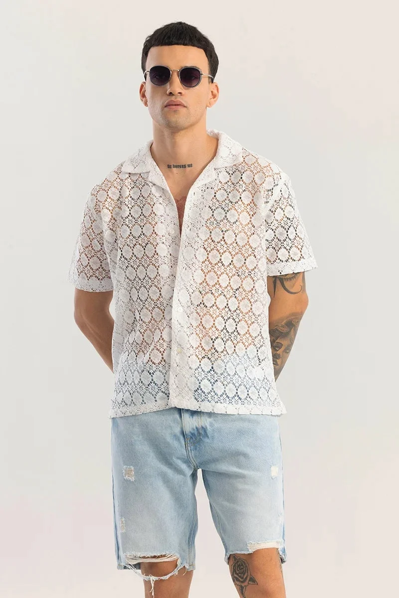 SNITCH Off White Off White Geometric Half Sleeve Boxy Shirt for Men | Best Price UAE