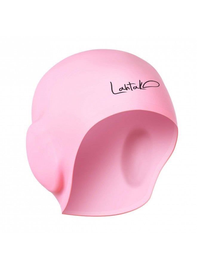 Lahtak Swim Caps Ear Protection 3D - Swimming Cap for Women Men - Silicone Swim Cap Waterproof - Fits Long Hair & Short - Adult Swim Cap - Youth Swim Cap - Swim Hats (Rose Quartz) - Image 3