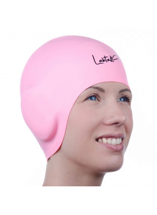 Lahtak Swim Caps Ear Protection 3D - Swimming Cap for Women Men - Silicone Swim Cap Waterproof - Fits Long Hair & Short - Adult Swim Cap - Youth Swim Cap - Swim Hats (Rose Quartz) - Image 2
