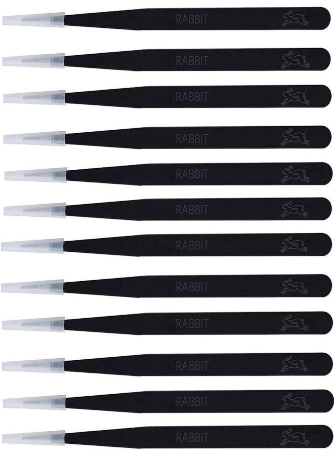 RABBIT® Tweezers for Mobile & Electronics Repair - 12 Pcs, Black Coated, Anti-Static, Non-Magnetic, ESD Safe - Image 1