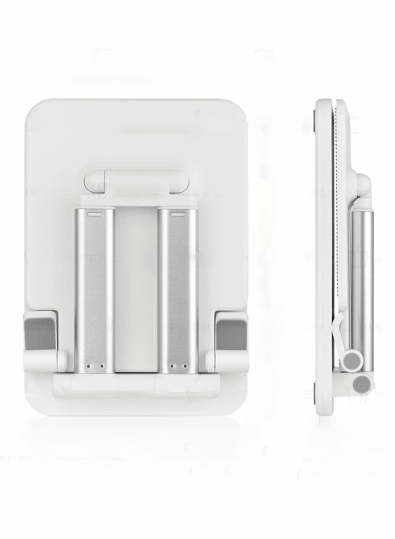 Excefore Tablet Holder Dual Tube Foldable Adjustable Multi-Angle Universal Tablet Holder Extremely Stable (Pearl White) - Image 1