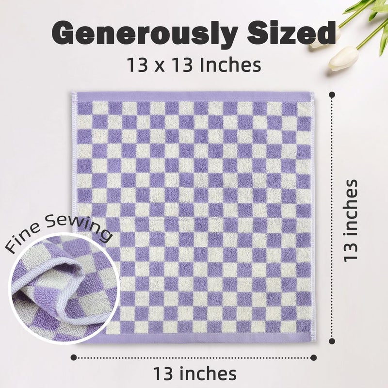 Jacquotha Wash Cloths Checkered 4 Pack 4 Colors - Cotton Washcloths for Face Body, 13 x 13 Inches Daily Cleansing Kitchen Towels - Image 4