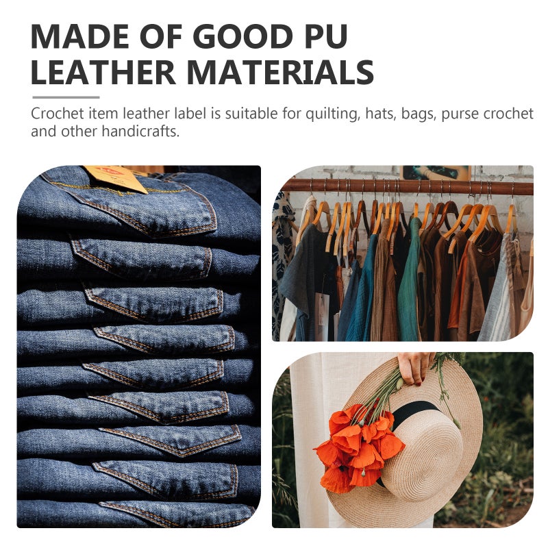90 pcs Handmade Labels PU Leather Labels Crochet Labels Clothing Labels with Holes - Image 2