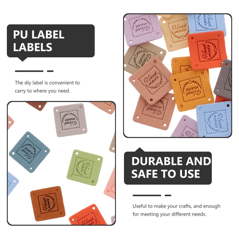 90 pcs Handmade Labels PU Leather Labels Crochet Labels Clothing Labels with Holes - Image 4