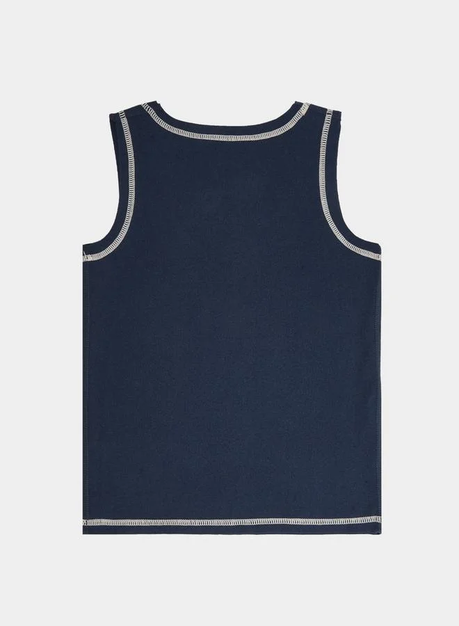 Styli Boys Navy Blue Vest with Contrast Stitching