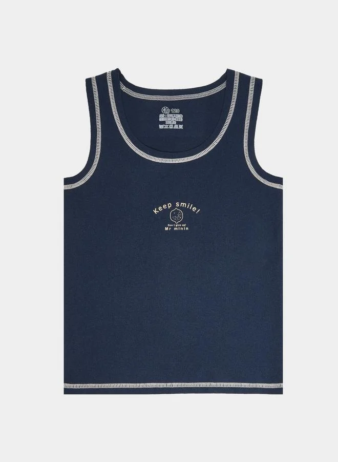 Styli Boys Navy Blue Vest with Contrast Stitching