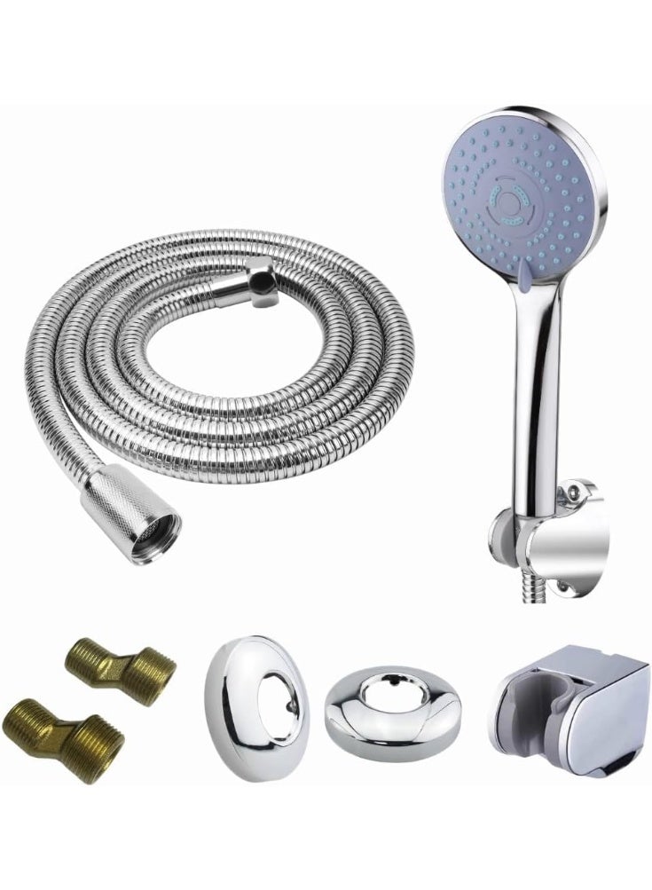 خلاط دش مثبت على الحائط مع دش يدوي، صنبور مطلي بالكروم، تحكم في الماء الساخن والبارد - Image 3