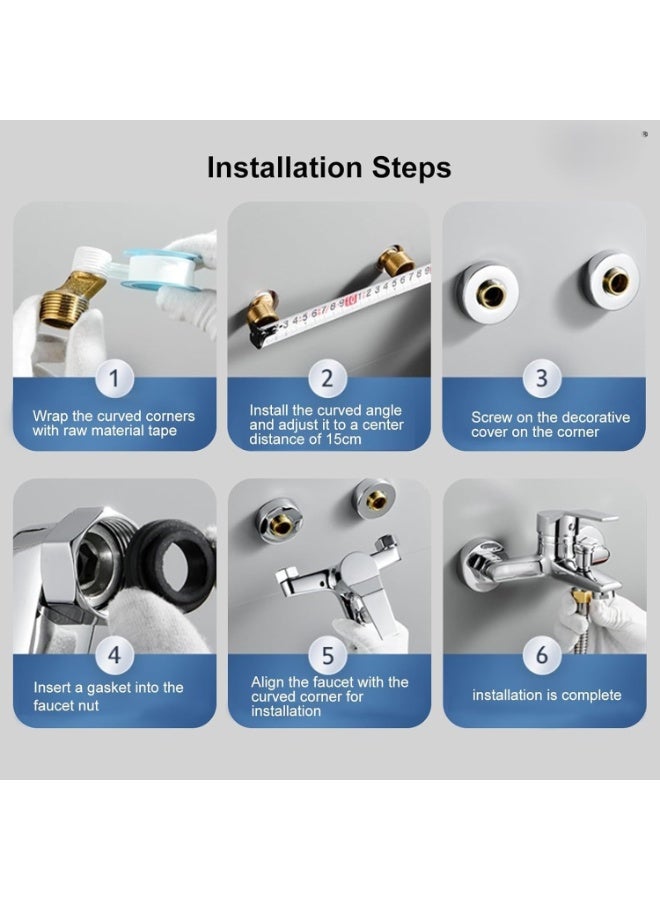 خلاط دش مثبت على الحائط مع دش يدوي، صنبور مطلي بالكروم، تحكم في الماء الساخن والبارد - Image 4