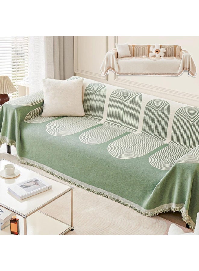 Relex Sofa Cover, Stylish Sofa Cover, Chenille Furniture Sofa Slipcovers Towel, Chenille Material Double Sided Sofa Towel, Four Seasons Available Both Sides (Green, 180 * 150cm) - Image 1