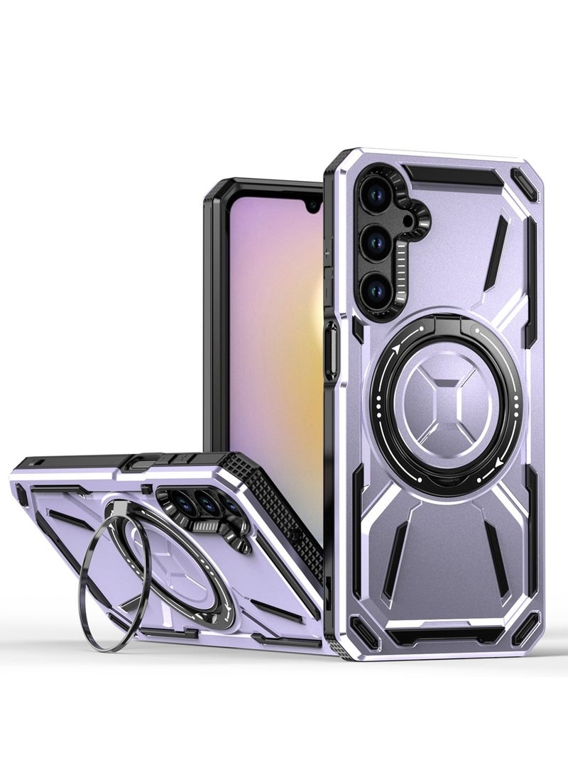 GOLDEN MASK GOLDEN MASK For Samsung Galaxy A15 Armored II Series Mag-Safe Magnetic Holder Phone Case (Purple)