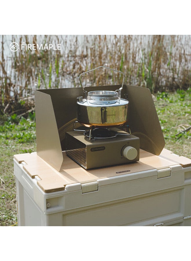 Fire-Maple Fire-maple Mountain Shadow Card Stove Windshield - Elm Wood Color, Mini Outdoor Foldable Gas Windproof Cover, Kitchen Oil-proof Shield - Image 1