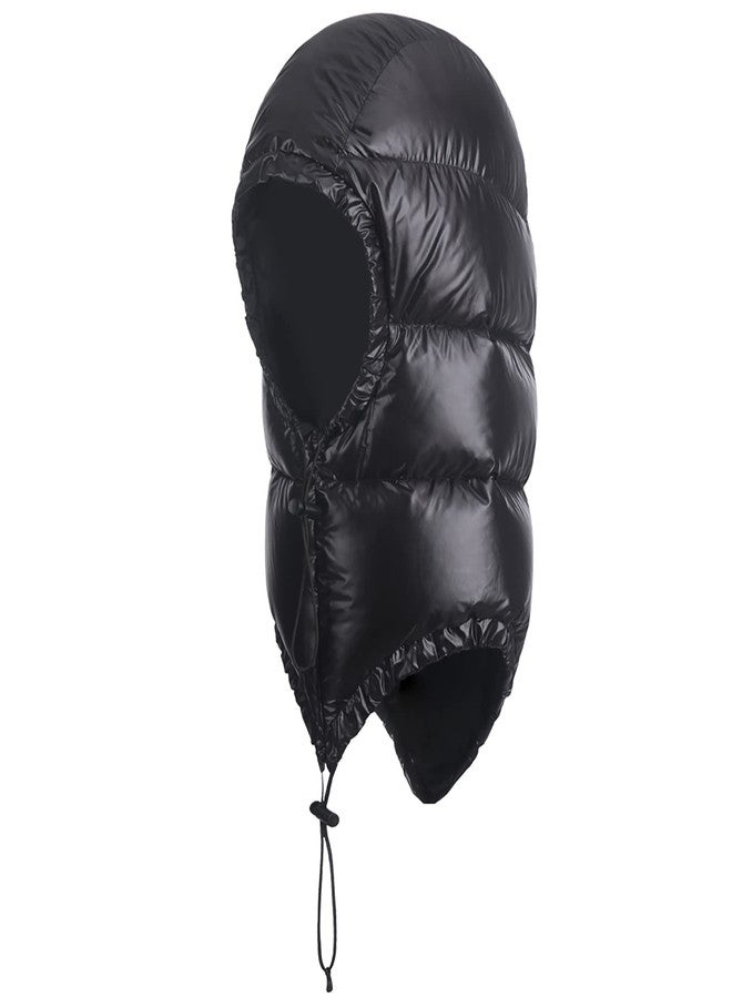 Tapasimme Winter Warm Down Cap Ultralight Windproof Sleeping Bag Outdoor Camping Waterproof Down Hood Hat with Compression Storage Bag (Dark Black) - Image 1