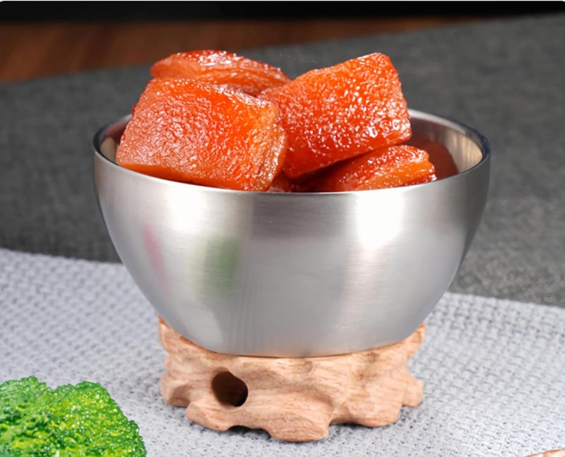 Double Wall Stainless Steel Insulated Dinnerware Bowls Metal Mixing Bowls Nesting Bowls for Serving Soup Rice Fruit ice cream Foodgrade Material Small 15floz Silver - Image 2