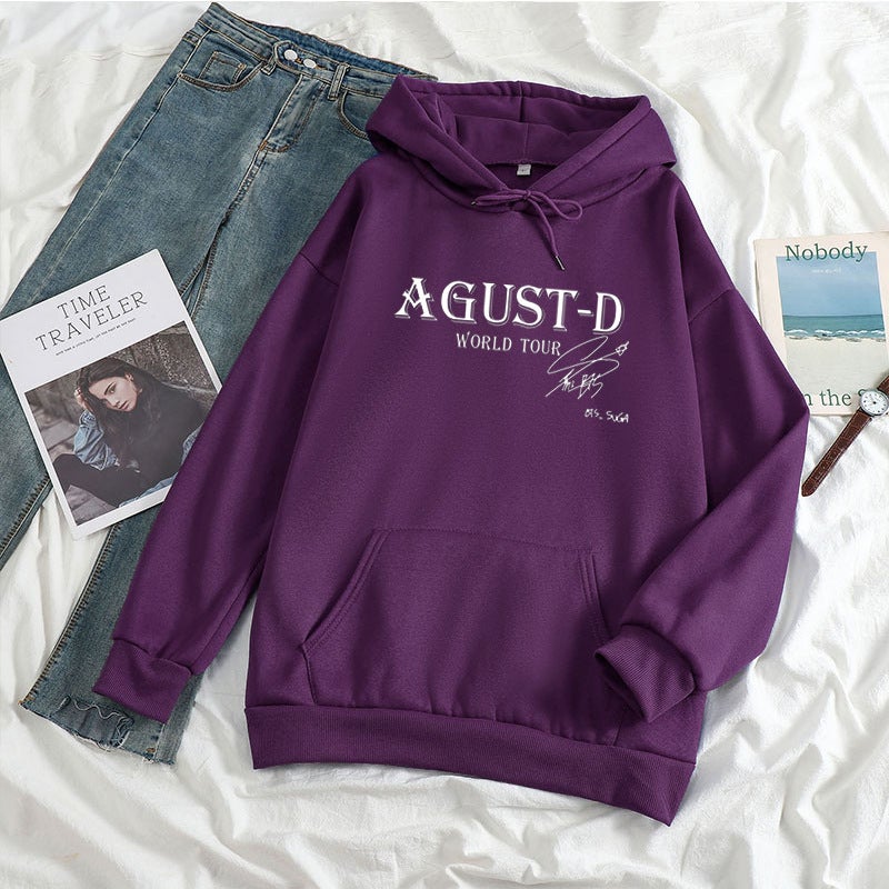 Winter New Sweater Agust-D World Tour Long Sleeve Pullover Casual Loose Hoodie Men And Women - Image 1