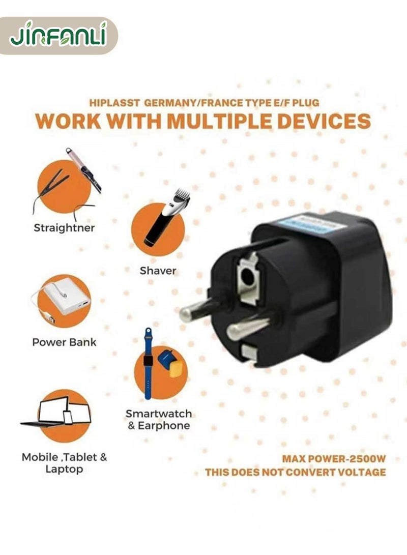 JINFANLI 3-pack European plug adapters | Plug converter | Makes traveling more convenient. Black - Image 2