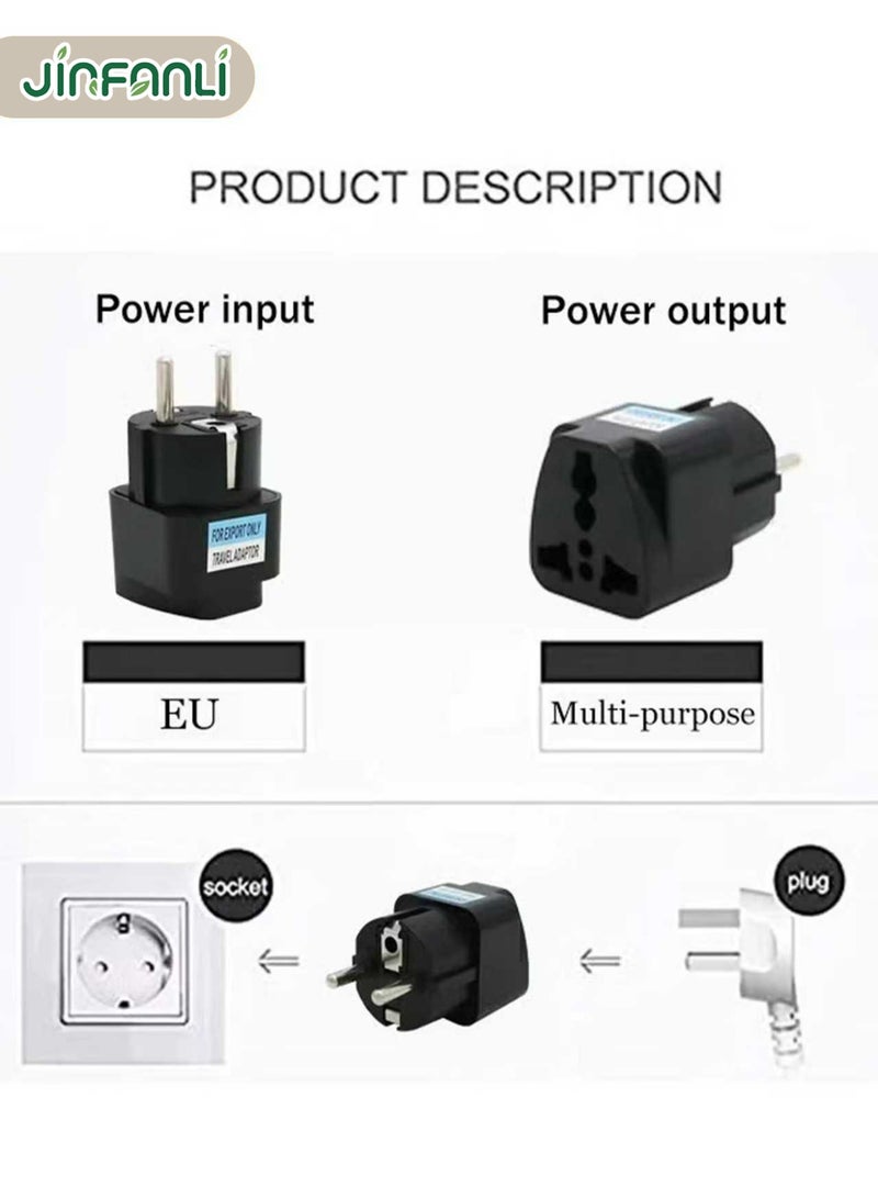 JINFANLI 3-pack European plug adapters | Plug converter | Makes traveling more convenient. Black - Image 3
