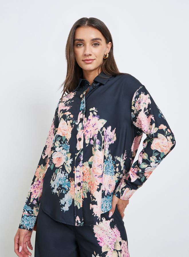 ستايلي بلوزة بطبعة زهور وأكمام طويلة - Image 4