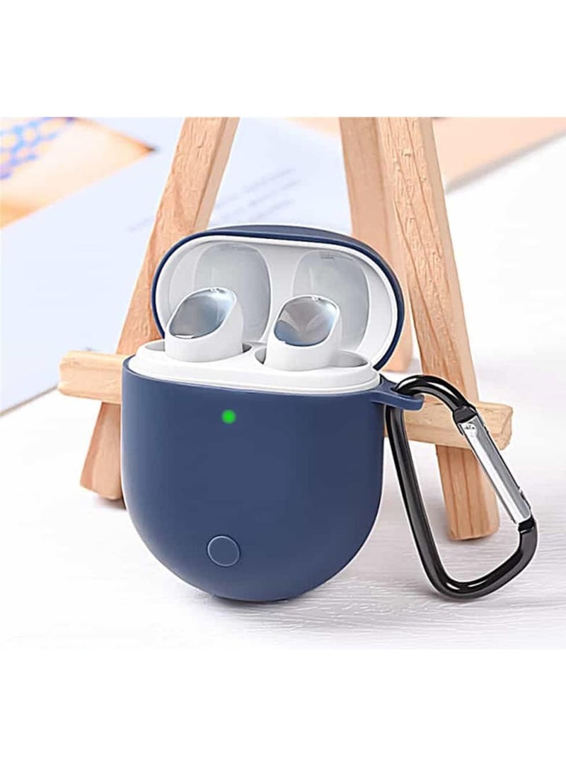 Silicone Earphone Case Cover for Xiaomi Redmi Buds 3 Pro with Carabiner/Navy Blue - Image 4
