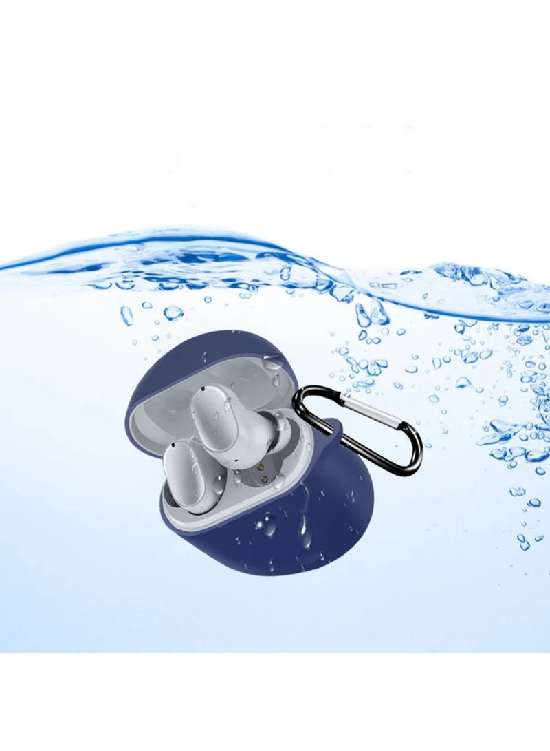 Silicone Earphone Case Cover for Xiaomi Redmi Buds 3 Pro with Carabiner/Navy Blue - Image 3