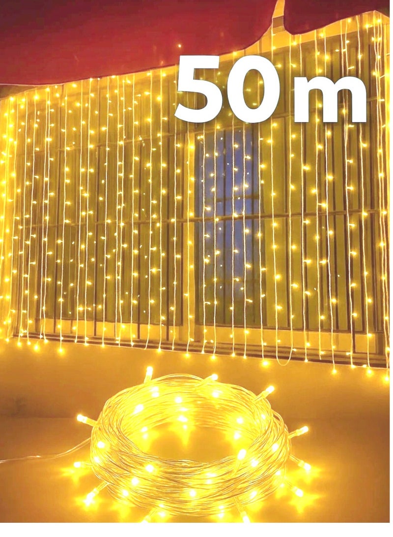 AL THURAYAT 50 meters of high-brightness warm LED string lights for decoration; flexible and easy to shape. - Image 1