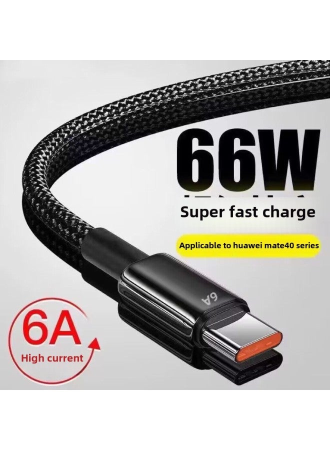 Suitable For TypeC Data Cable 6A Super Fast Charging Huawei Mate40pro Xiaomi VivoOPPO Mobile Phone Flash Charging Line-Color:6a Black Cable Typec Interface 【3 Pack】-1m - Image 1