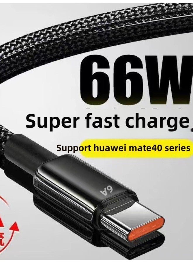 Suitable For TypeC Data Cable 6A Super Fast Charging Huawei Mate40pro Xiaomi VivoOPPO Mobile Phone Flash Charging Line-Color:6a Black Cable Typec Interface 【3 Pack】-1m - Image 3