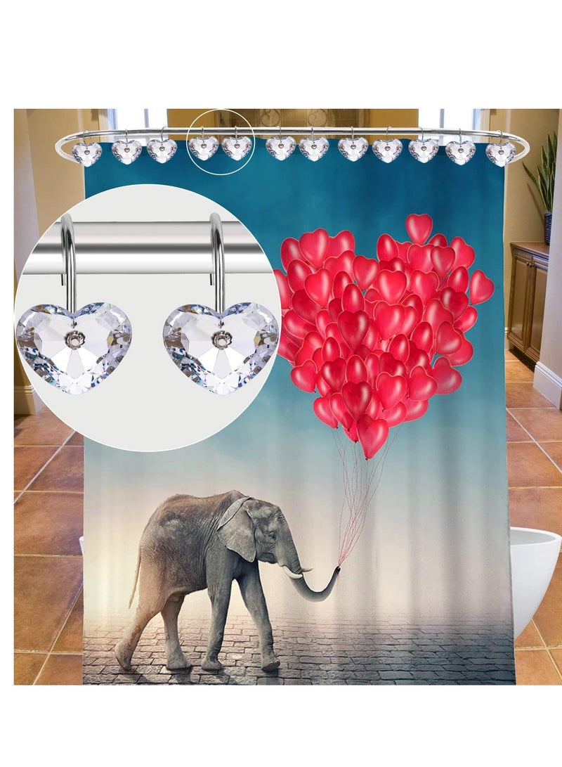 سيوسي Clear Shower Curtain Hooks Rust Proof Shower Hooks for Bathroom Shower Curtain Shower Curtain Rings Metal Decorative Bath Crystal Diamond Shower Curtain Hooks Shower Curtain Decor Gift 12PCS - Image 3