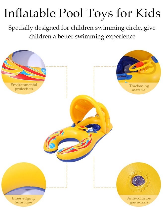 DUNISO Baby Pool Float, Inflatable Swimming Ring, Swimming Pool Floats Toys with Sunshade, Outdoor Swimming Ring Seat, Inflatable Baby Float with Canopy for Infant Toddler Kids - Image 5