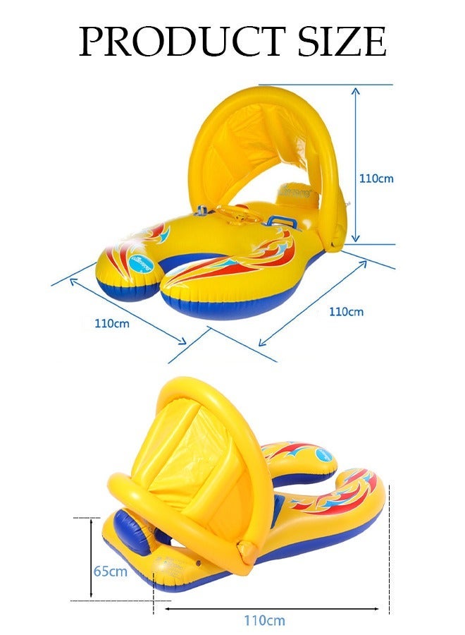 DUNISO Baby Pool Float, Inflatable Swimming Ring, Swimming Pool Floats Toys with Sunshade, Outdoor Swimming Ring Seat, Inflatable Baby Float with Canopy for Infant Toddler Kids - Image 4